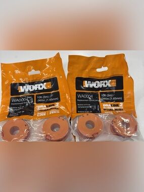 Lot of 2 packs WORX WA0004 Replacement Spools 10’ .065" Single Line Auto Feed